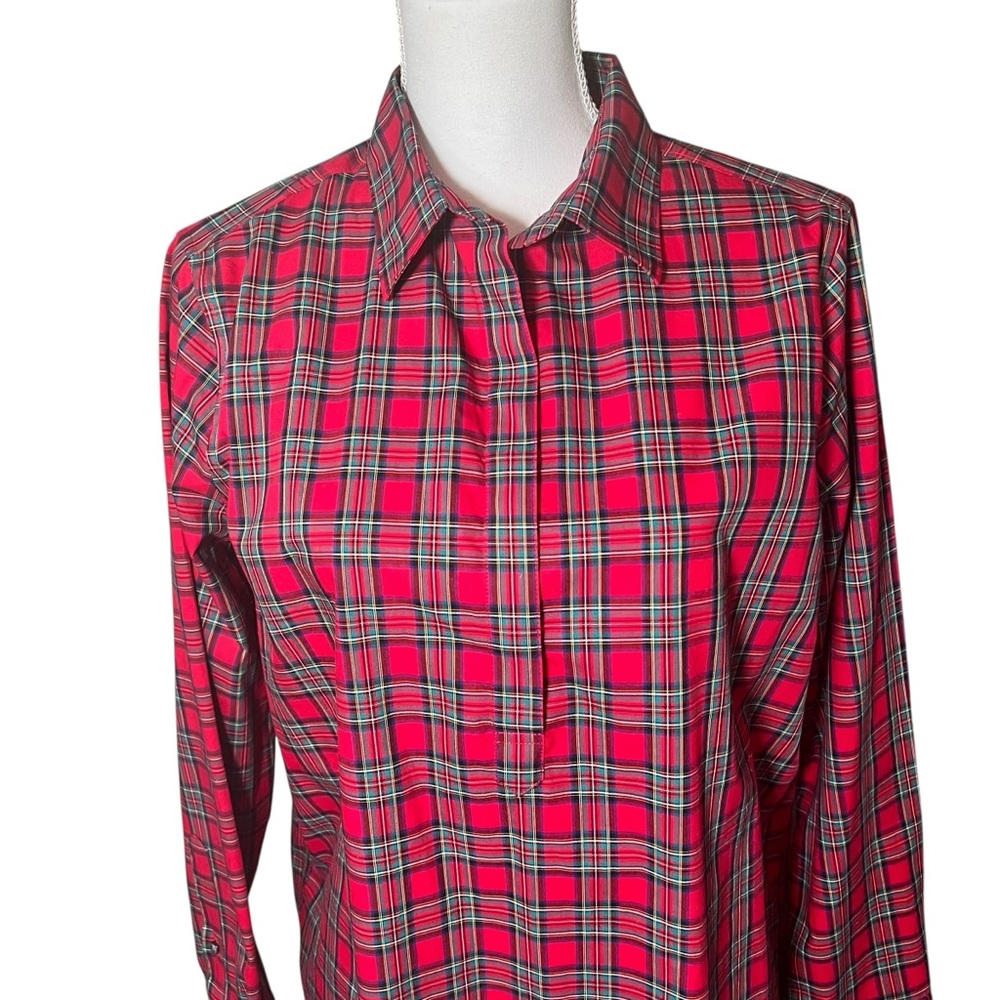 Land’s End Tartan Plaid Popover Size 14 Fall Holiday Classic Casual Long Sleeve - Picture 13 of 15